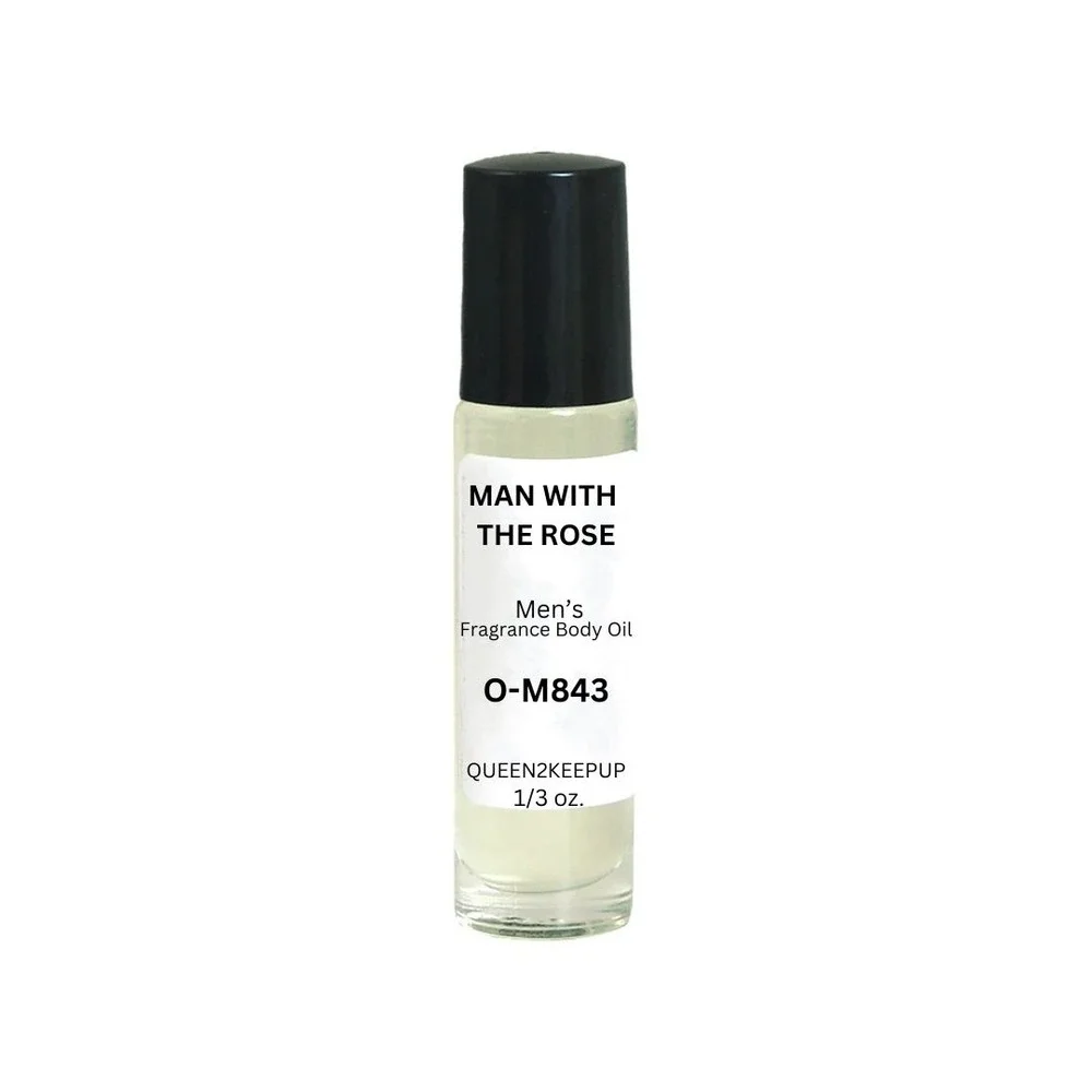 Man With The Rose Men's Body Oil Fresh Rose Citrus Woody Floral Roll-On Scent